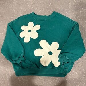 Old Navy Green Floral Girls Sweatshirt